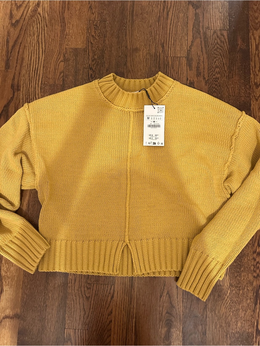 Zara Mustard Yellow Crewneck Knit Sweater